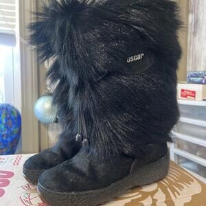 NEW Shearling Boots Women Sz 37 Oscar Goat Rabbit Fur Italian Handmade Exquisite